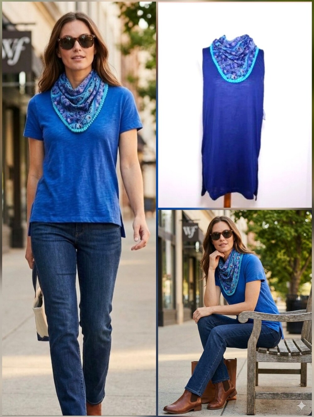 💙WF blue top with bandana 🤍SMALL *NWT!